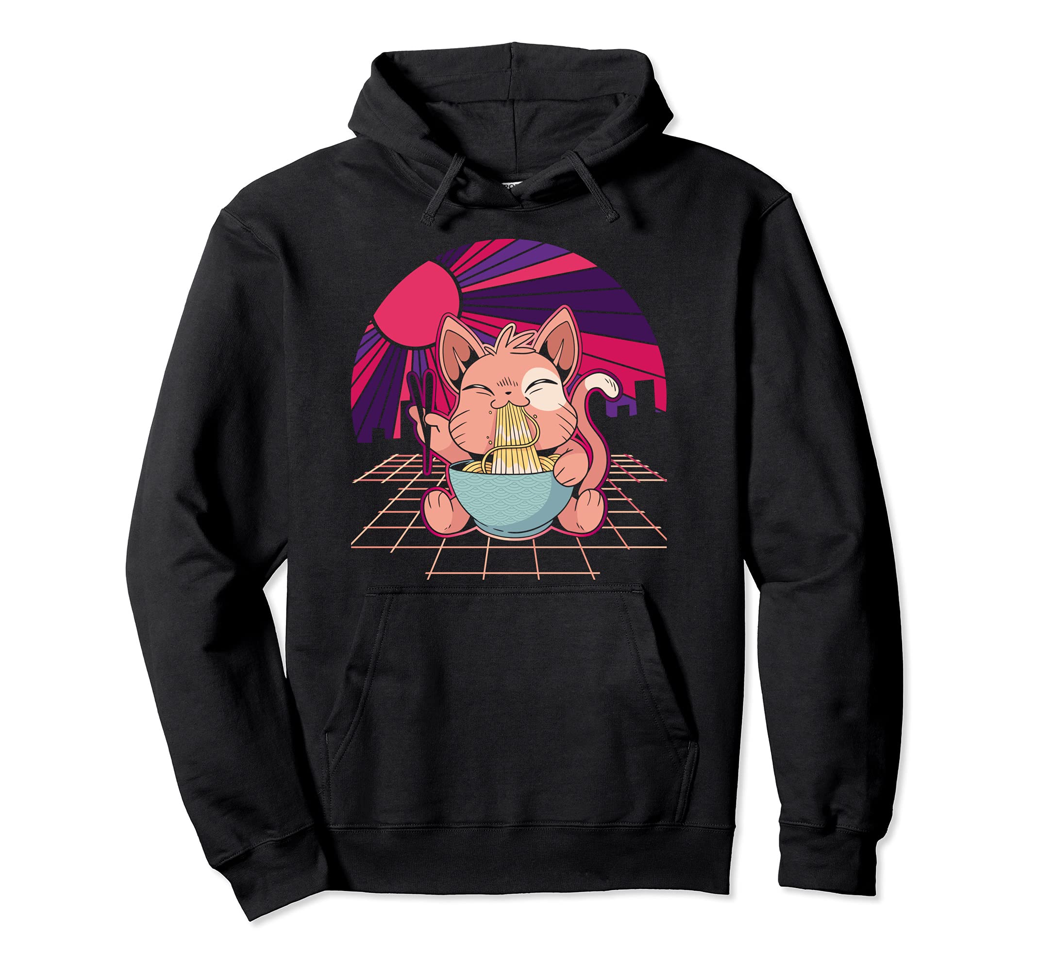Kawaii Cat Ramen Lover Anime Hoodie - Casual Everyday Wear for Adults - T-Shirt, Sweatshirt, Hoodie