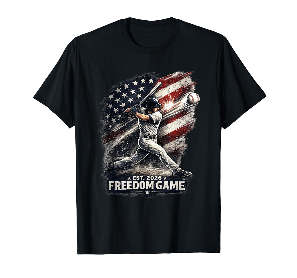Baseball Player Patriotic American T-Shirt - Custom Art Print Men Women - T-Shirt, Sweatshirt, Hoodie