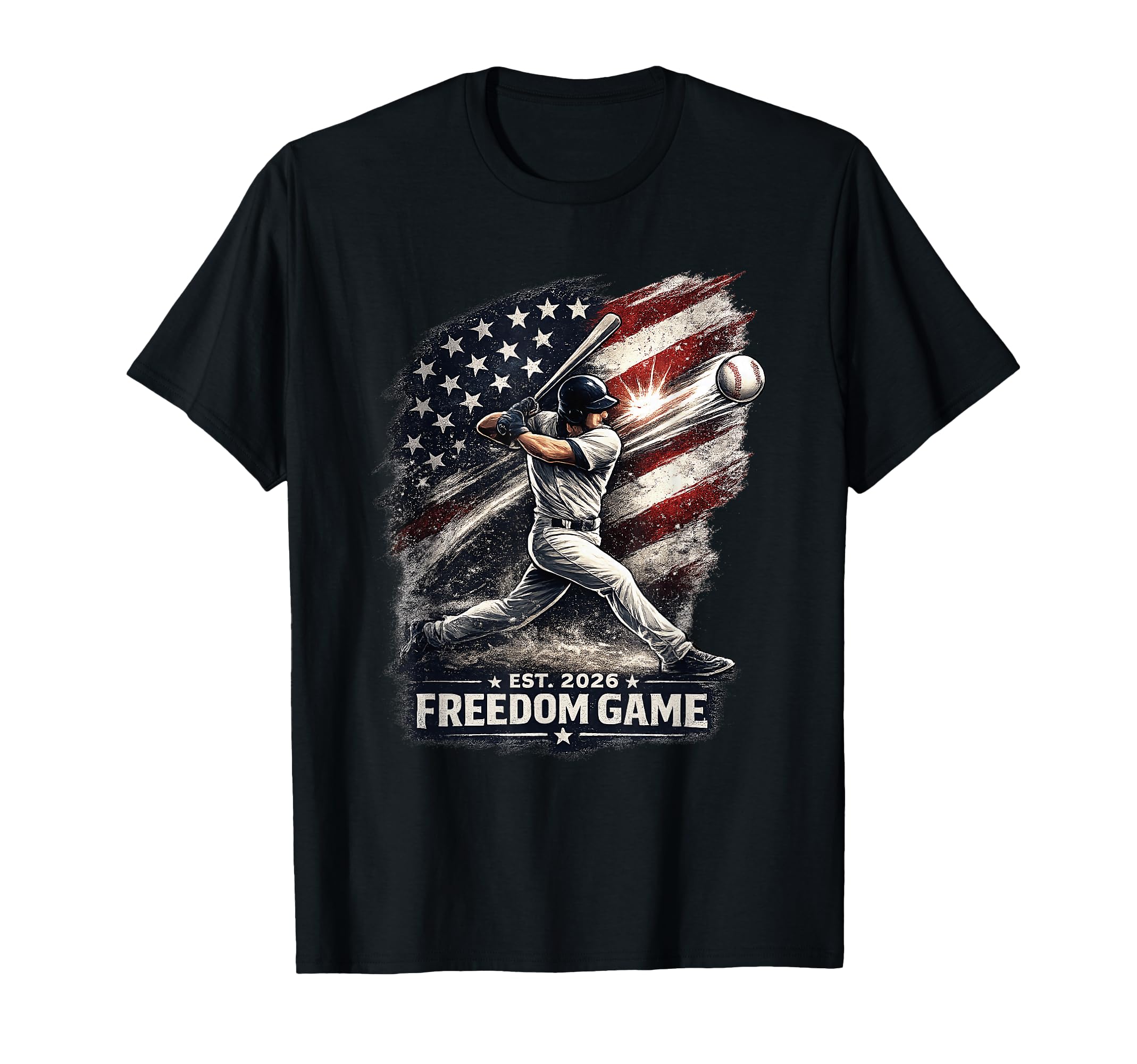 Baseball Player Patriotic American T-Shirt - Custom Art Print Men Women - T-Shirt, Sweatshirt, Hoodie