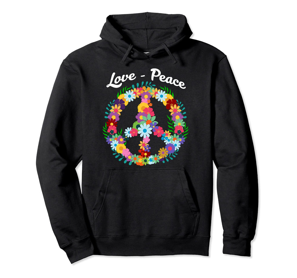 Peace Sign Love Floral Funny 60S 70S Hoodie - Trendy Graphic Men Women - T-Shirt, Sweatshirt, Hoodie