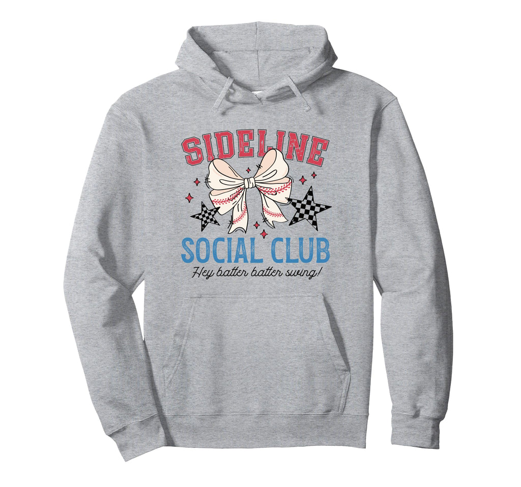 Sideline Social Club Bow Baseball Hoodie - Streetwear Style for Adults - T-Shirt, Sweatshirt, Hoodie
