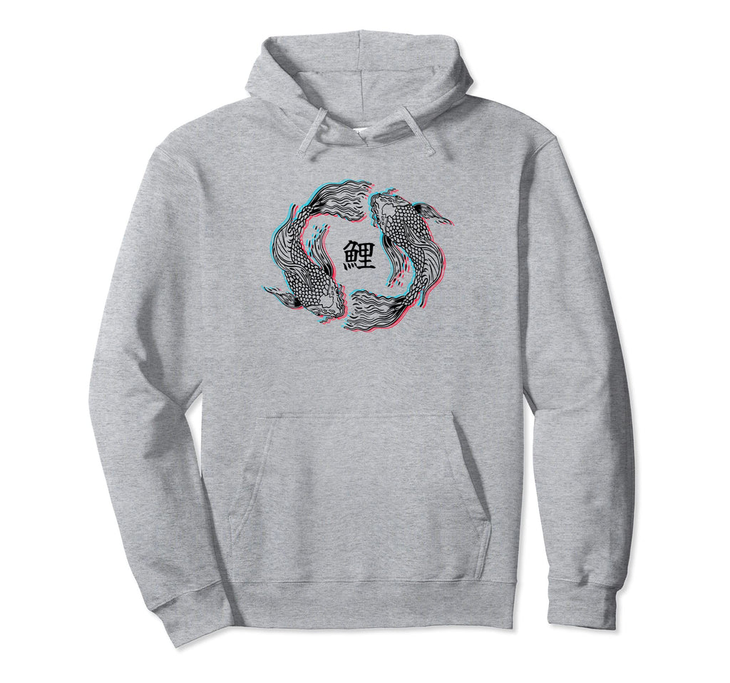 Glitch Effect Japanese Koi Fish Hoodie - Streetwear Style Men Women - T-Shirt, Sweatshirt, Hoodie