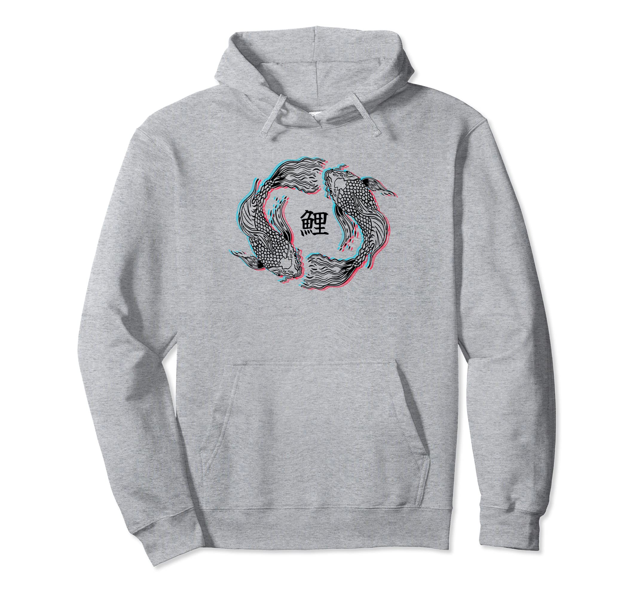 Glitch Effect Japanese Koi Fish Hoodie - Streetwear Style Men Women - T-Shirt, Sweatshirt, Hoodie