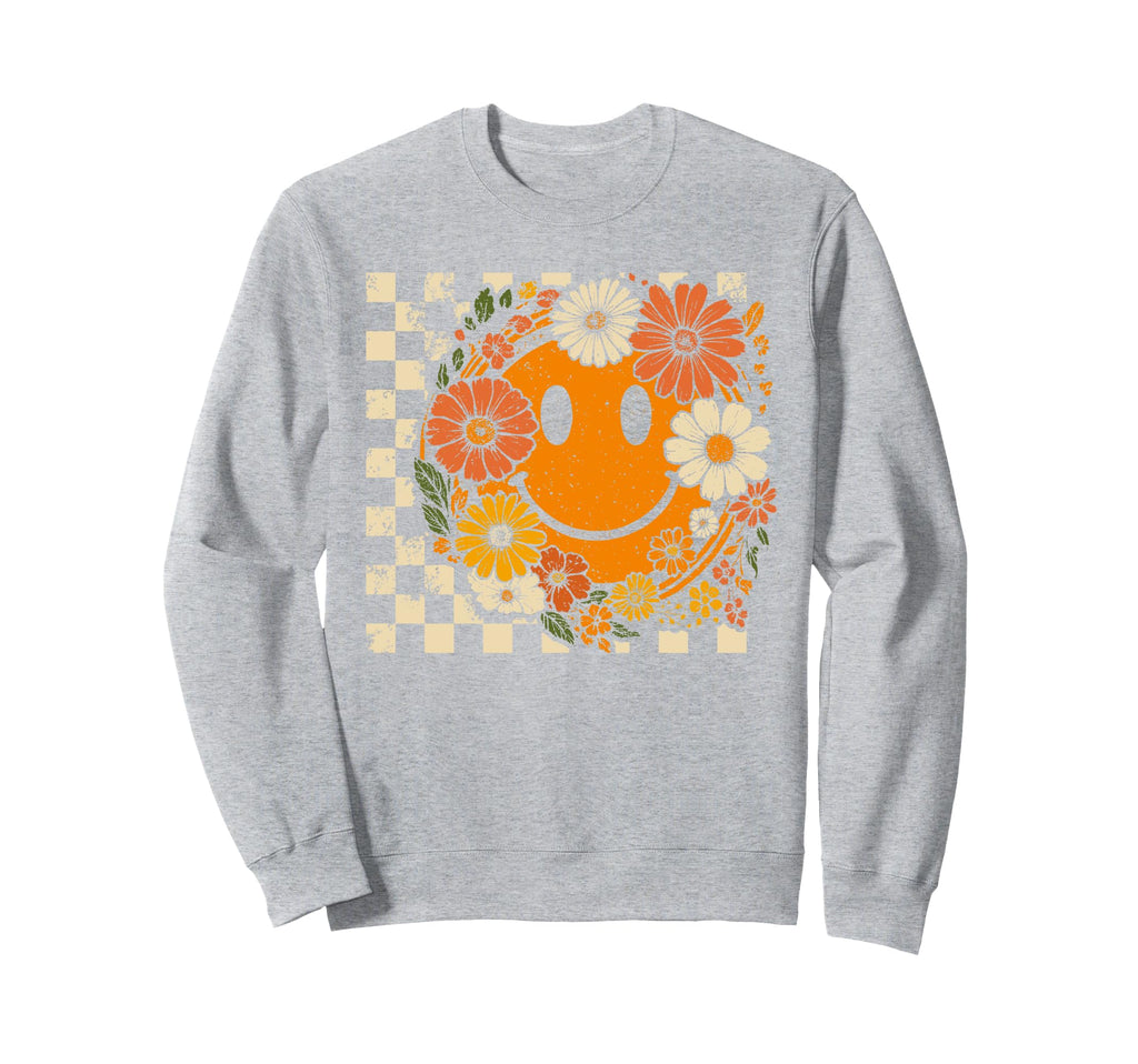 Boho Floral Fall Smile Face Sweatshirt - Streetwear Style Men Women - T-Shirt, Sweatshirt, Hoodie