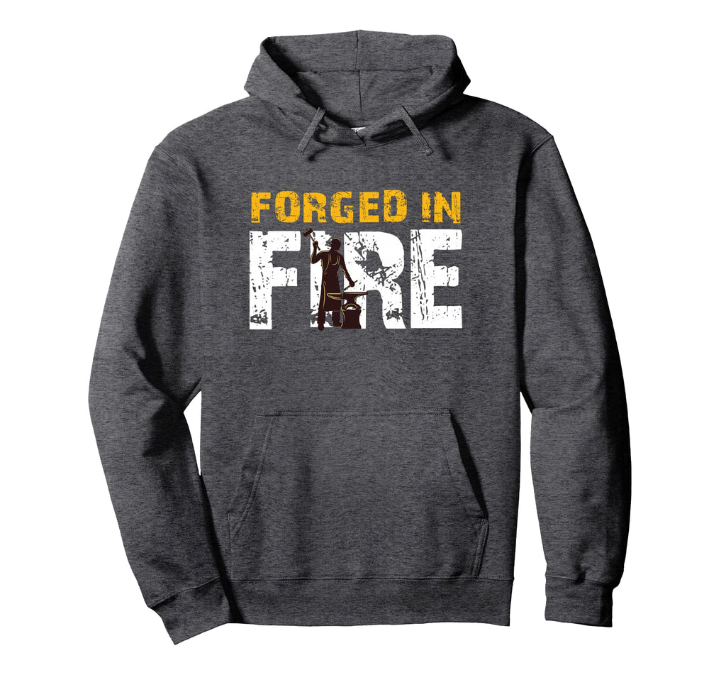 Blacksmith Forged Fire Distressed Hoodie - Graphic Print for Adults - T-Shirt, Sweatshirt, Hoodie