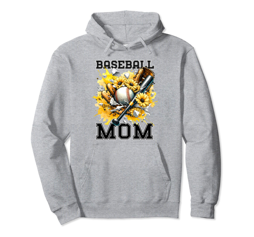 Sports Mom Baseball Theme Floral Ai Hoodie - Streetwear Style for Adults - T-Shirt, Sweatshirt, Hoodie