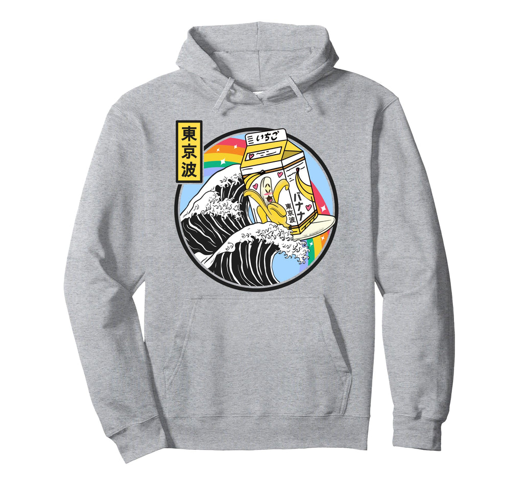 Banana Milk Carton Surfing Wave Hoodie - Casual Everyday Wear Unisex - T-Shirt, Sweatshirt, Hoodie