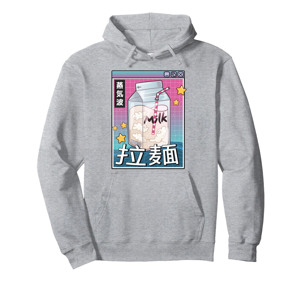 Japan Milk Carton Kawaii Grid Vaporwave Hoodie - Novelty Apparel Unisex - T-Shirt, Sweatshirt, Hoodie