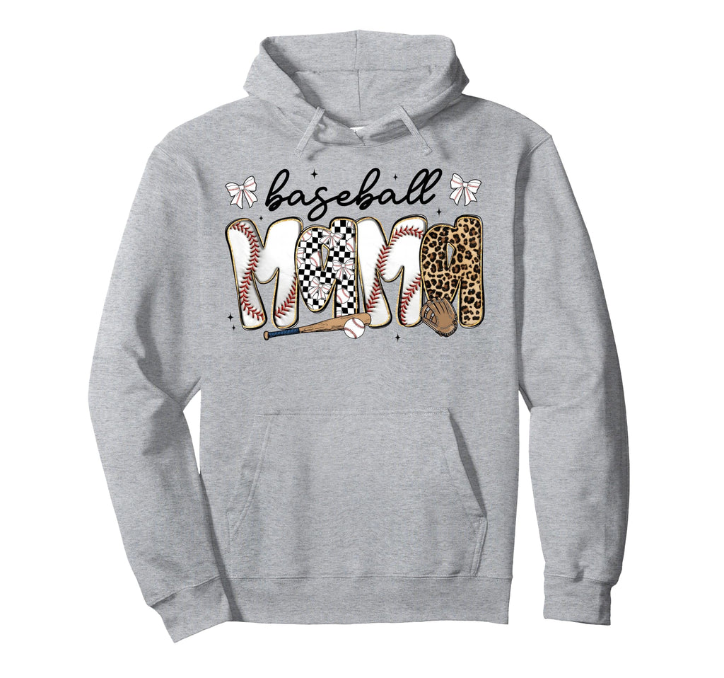 Preppy Baseball Mama Coquette Bow Game Day Hoodie - Trendy Graphic Unisex - T-Shirt, Sweatshirt, Hoodie