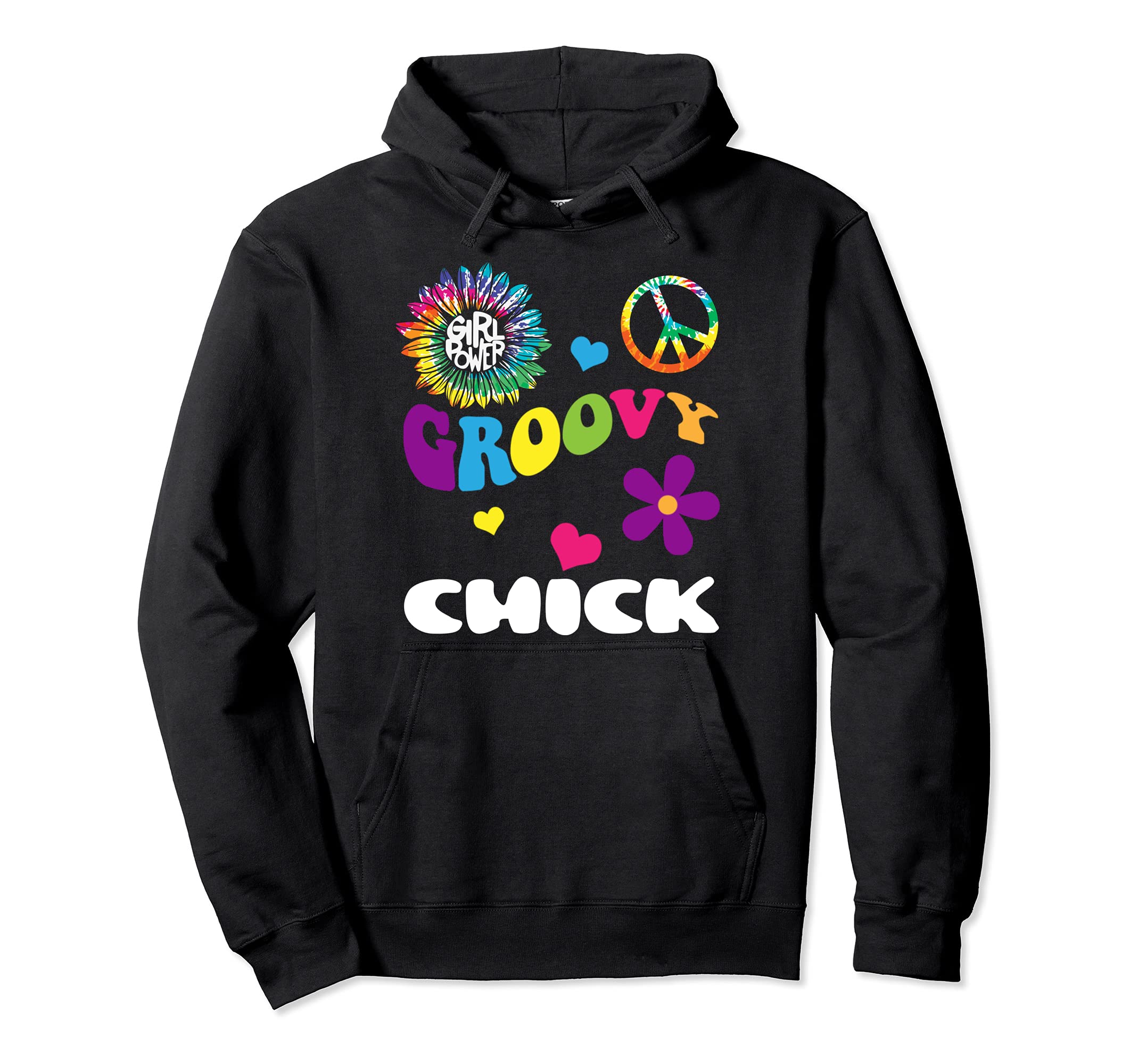 Groovy Chick Power Tie Dye Sweatshirt - Trendy Graphic for Adults - T-Shirt, Sweatshirt, Hoodie