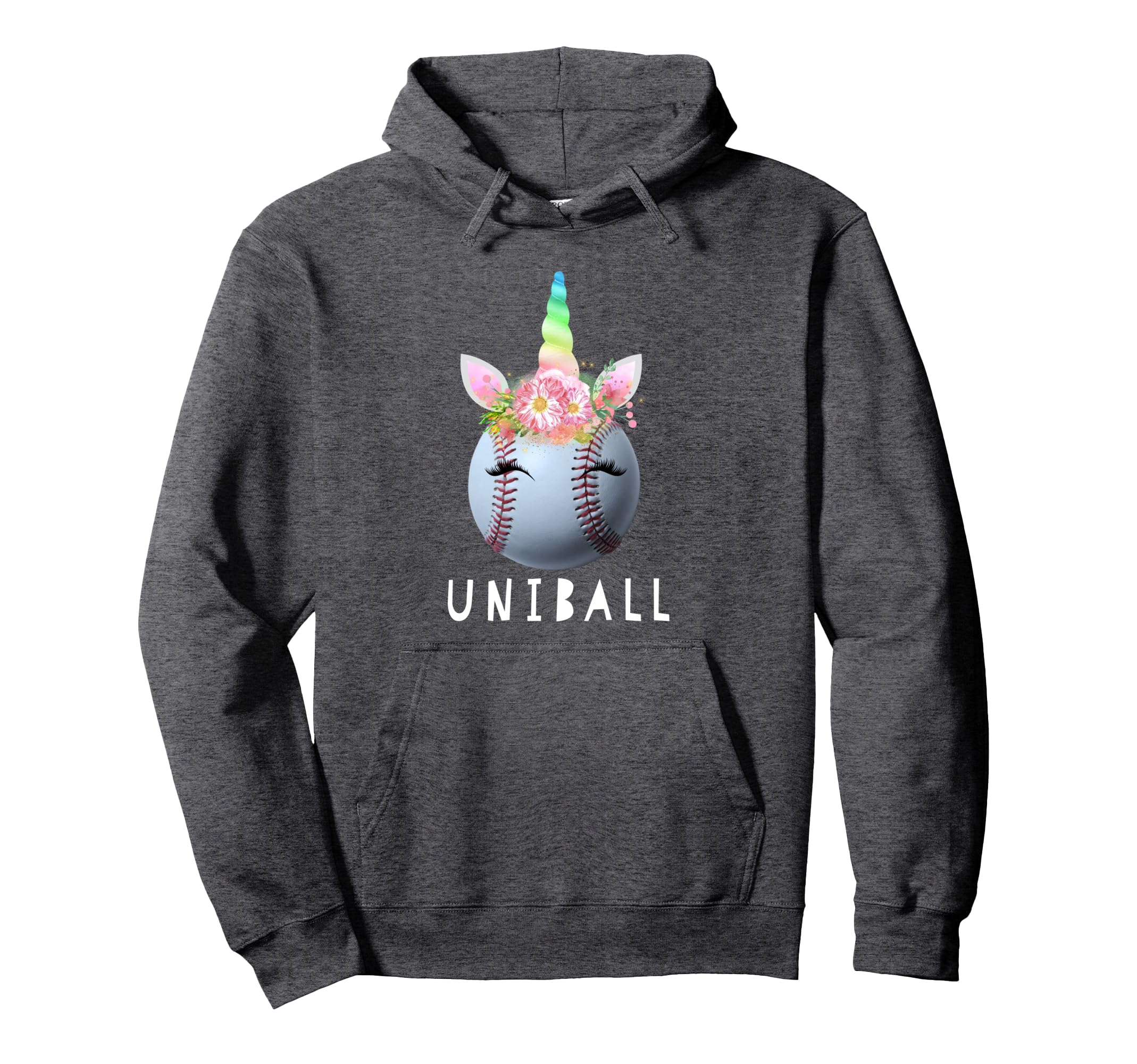 Uniball Funny Unicorn Softball Baseball Hoodie - Graphic Print for Adults - T-Shirt, Sweatshirt, Hoodie
