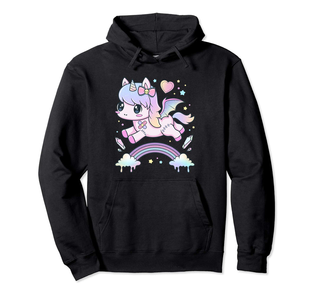 Kawaii Pastel Goth Creepy Unicorn Hoodie - Trendy Graphic Unisex - T-Shirt, Sweatshirt, Hoodie