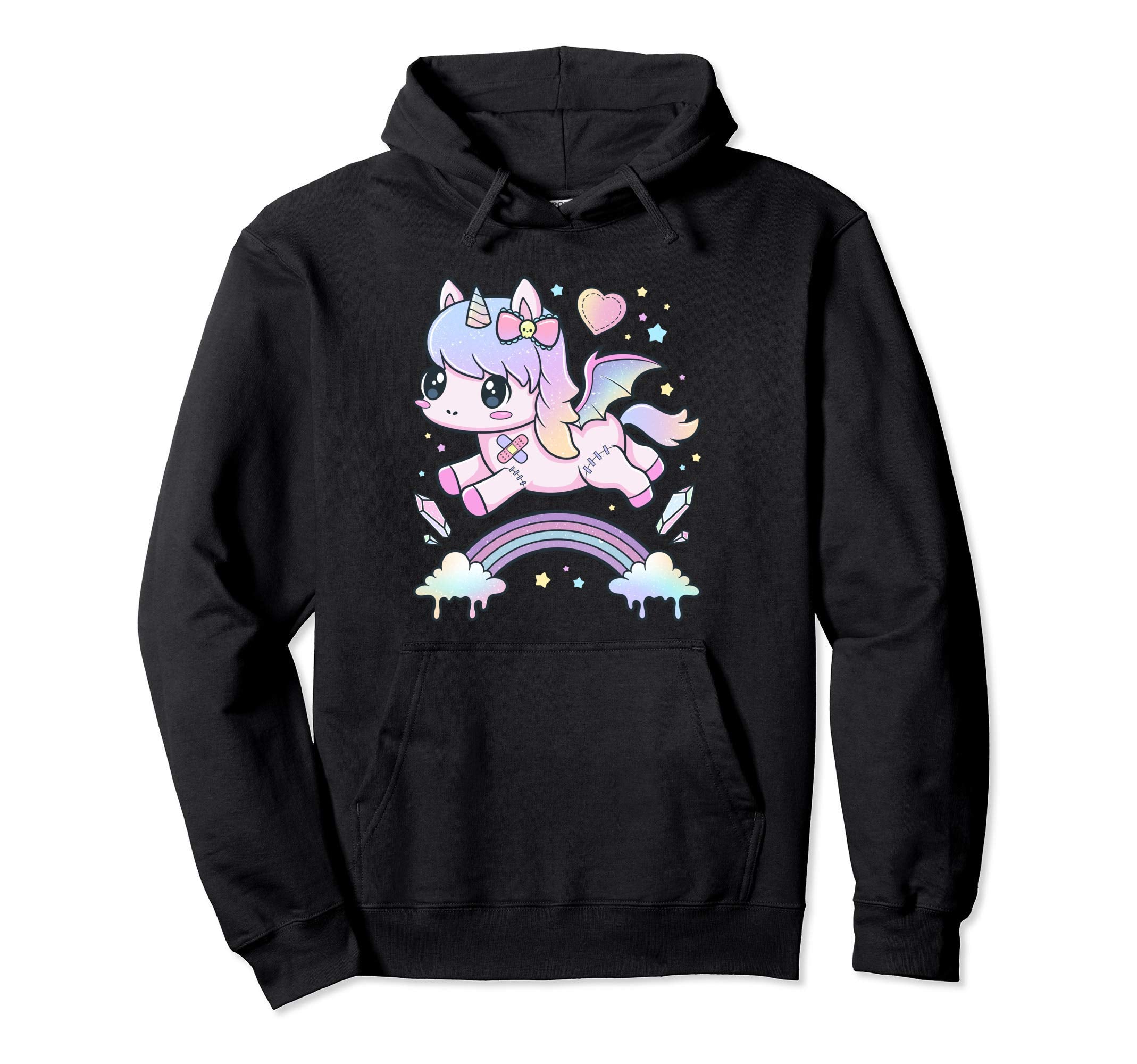 Kawaii Pastel Goth Creepy Unicorn Hoodie - Trendy Graphic Unisex - T-Shirt, Sweatshirt, Hoodie