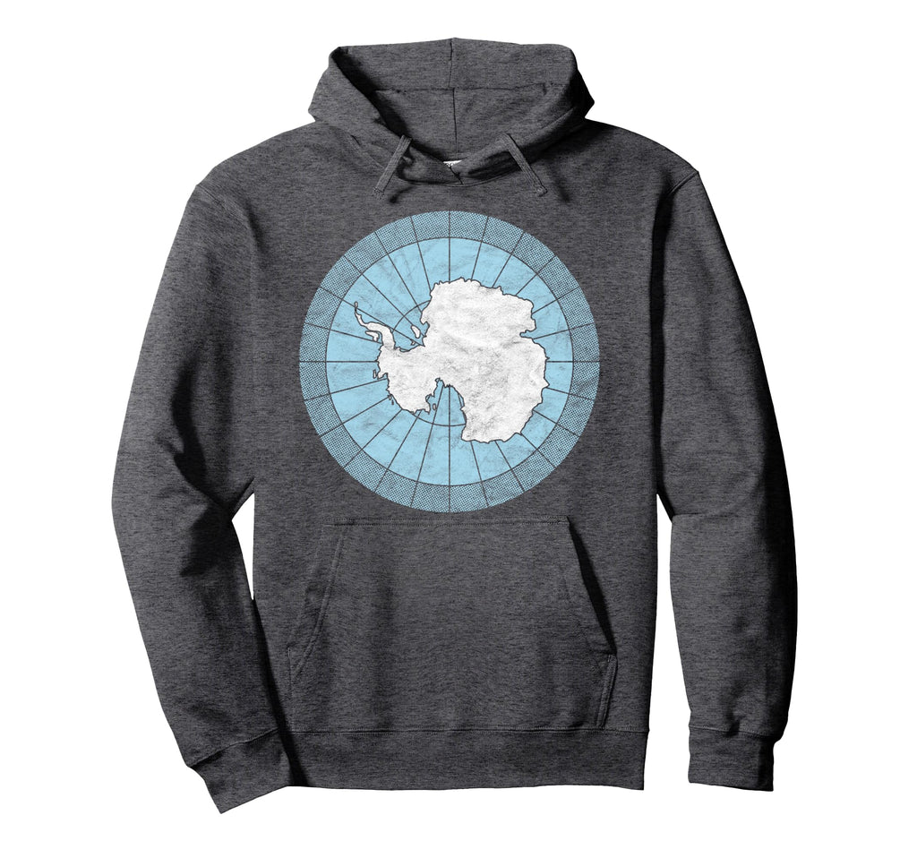 Antarctic Map Minimalist Distressed 80S Hoodie - Aesthetic Graphic Unisex - T-Shirt, Sweatshirt, Hoodie