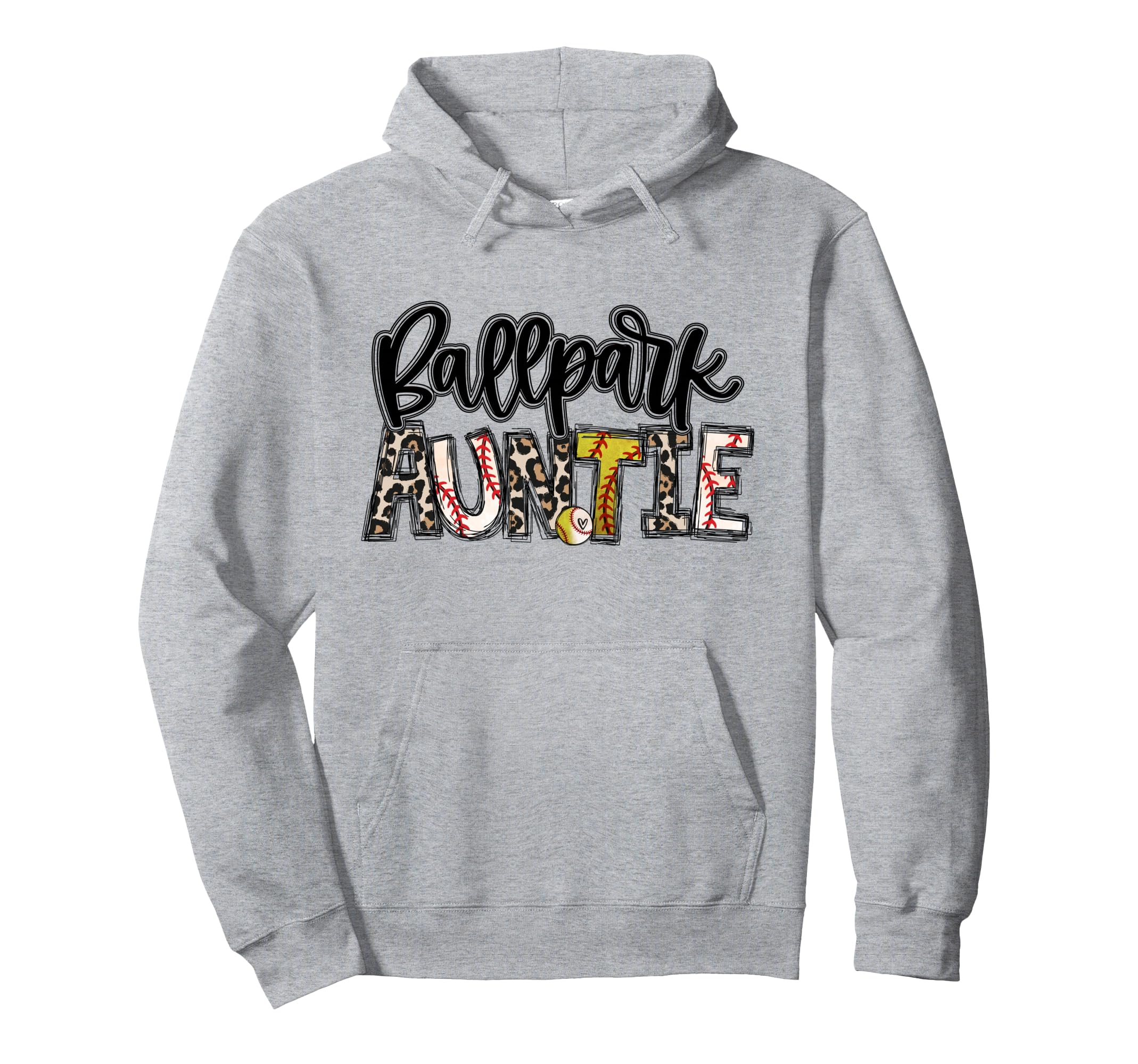 Ballpark Auntie Softball Baseball Aunt Hoodie - Graphic Print for Adults - T-Shirt, Sweatshirt, Hoodie