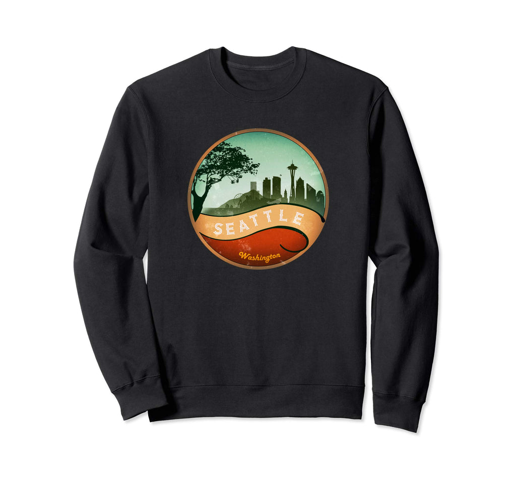 Seattle Wa City Skyline Distressed Sweatshirt - Streetwear Style for Adults - T-Shirt, Sweatshirt, Hoodie