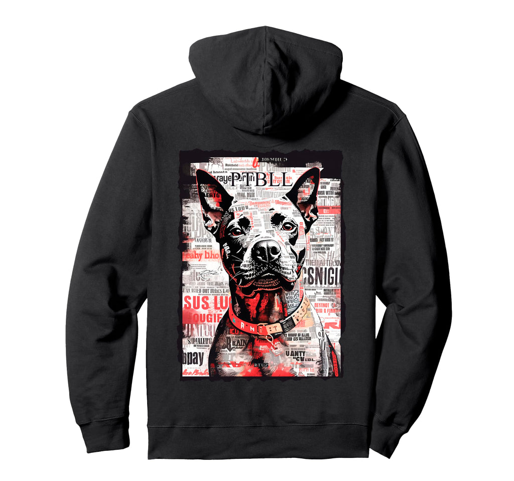 Back Y2K Streetwear Dog Pit Bull Hoodie - Aesthetic Graphic for Adults - T-Shirt, Sweatshirt, Hoodie