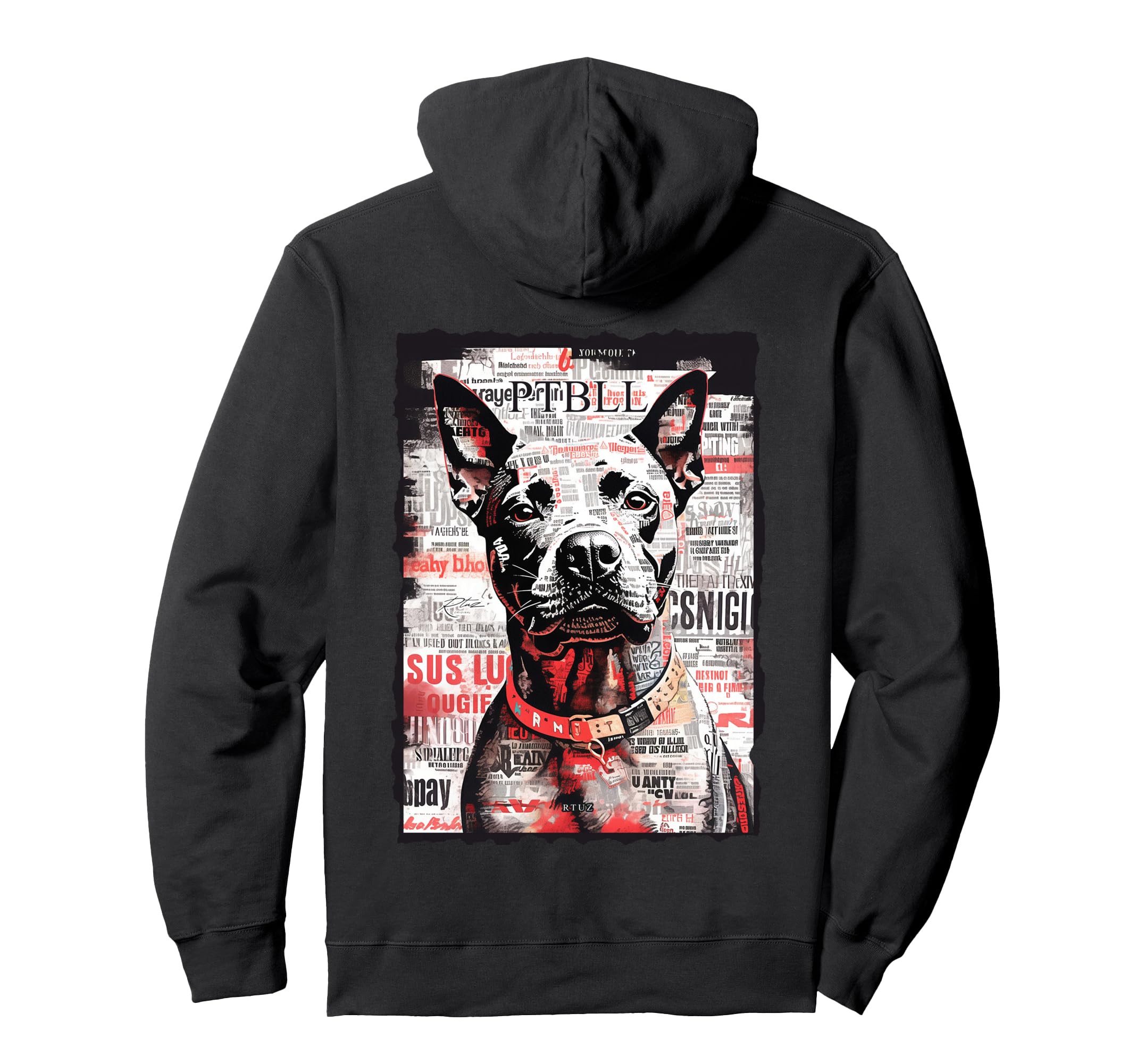 Back Y2K Streetwear Dog Pit Bull Hoodie - Aesthetic Graphic for Adults - T-Shirt, Sweatshirt, Hoodie
