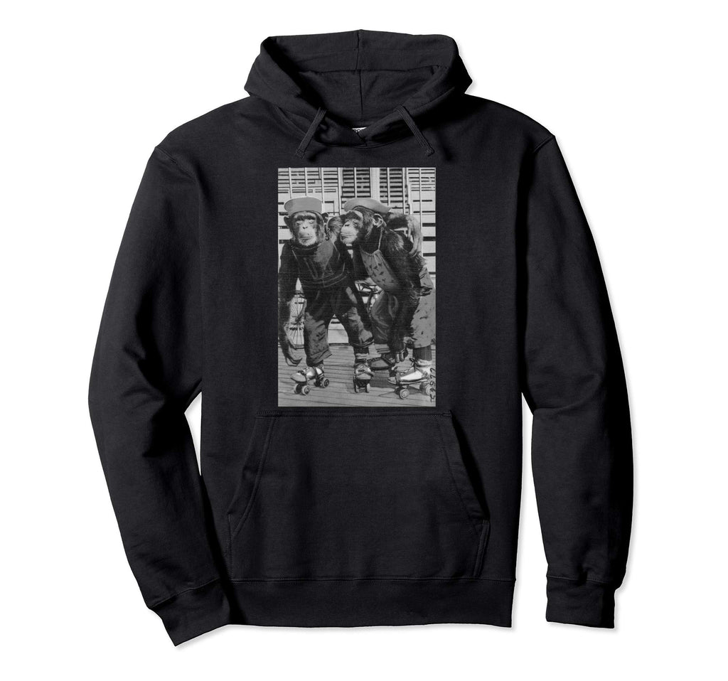 Roller Skate Monkey Chimpanzee Chimp Hoodie - Casual Everyday Wear Unisex - T-Shirt, Sweatshirt, Hoodie