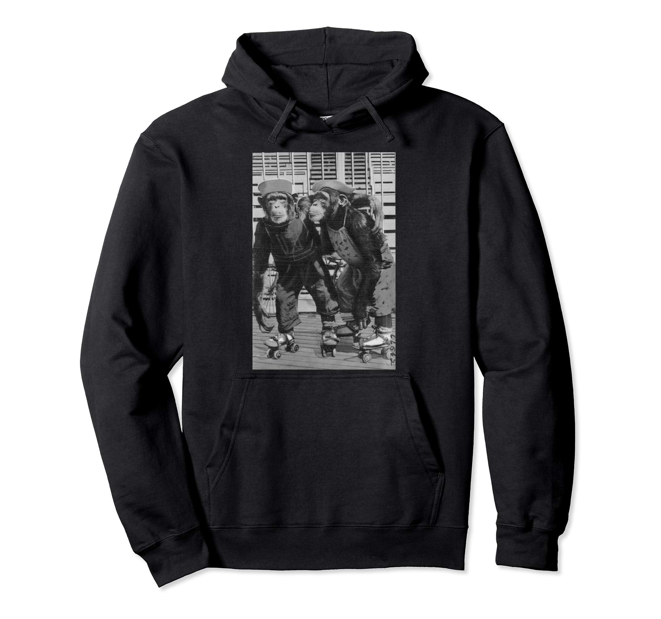 Roller Skate Monkey Chimpanzee Chimp Hoodie - Casual Everyday Wear Unisex - T-Shirt, Sweatshirt, Hoodie