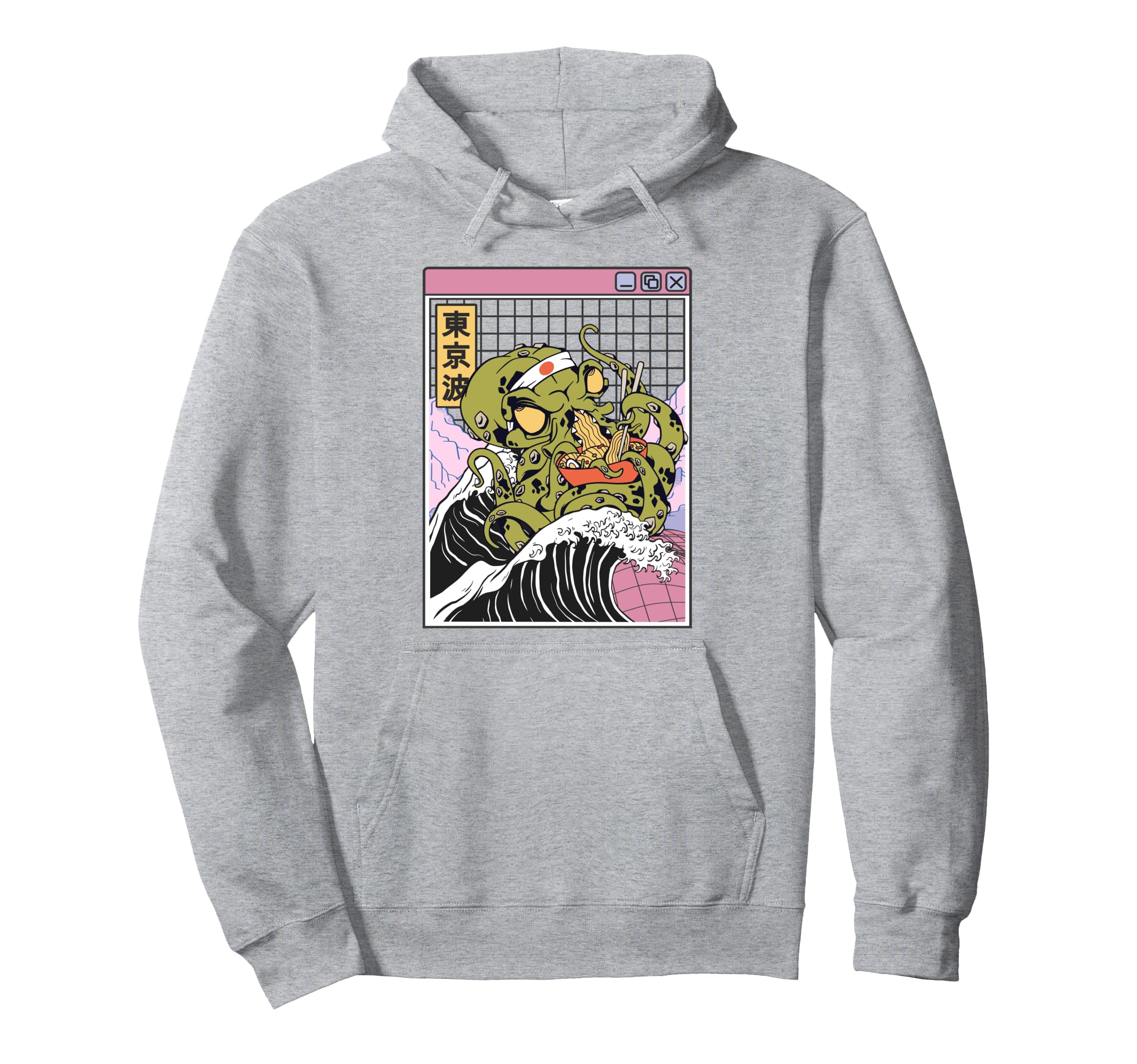 Kraken Eating Ramen Kanagawa Wave Hoodie - Aesthetic Graphic Unisex - T-Shirt, Sweatshirt, Hoodie