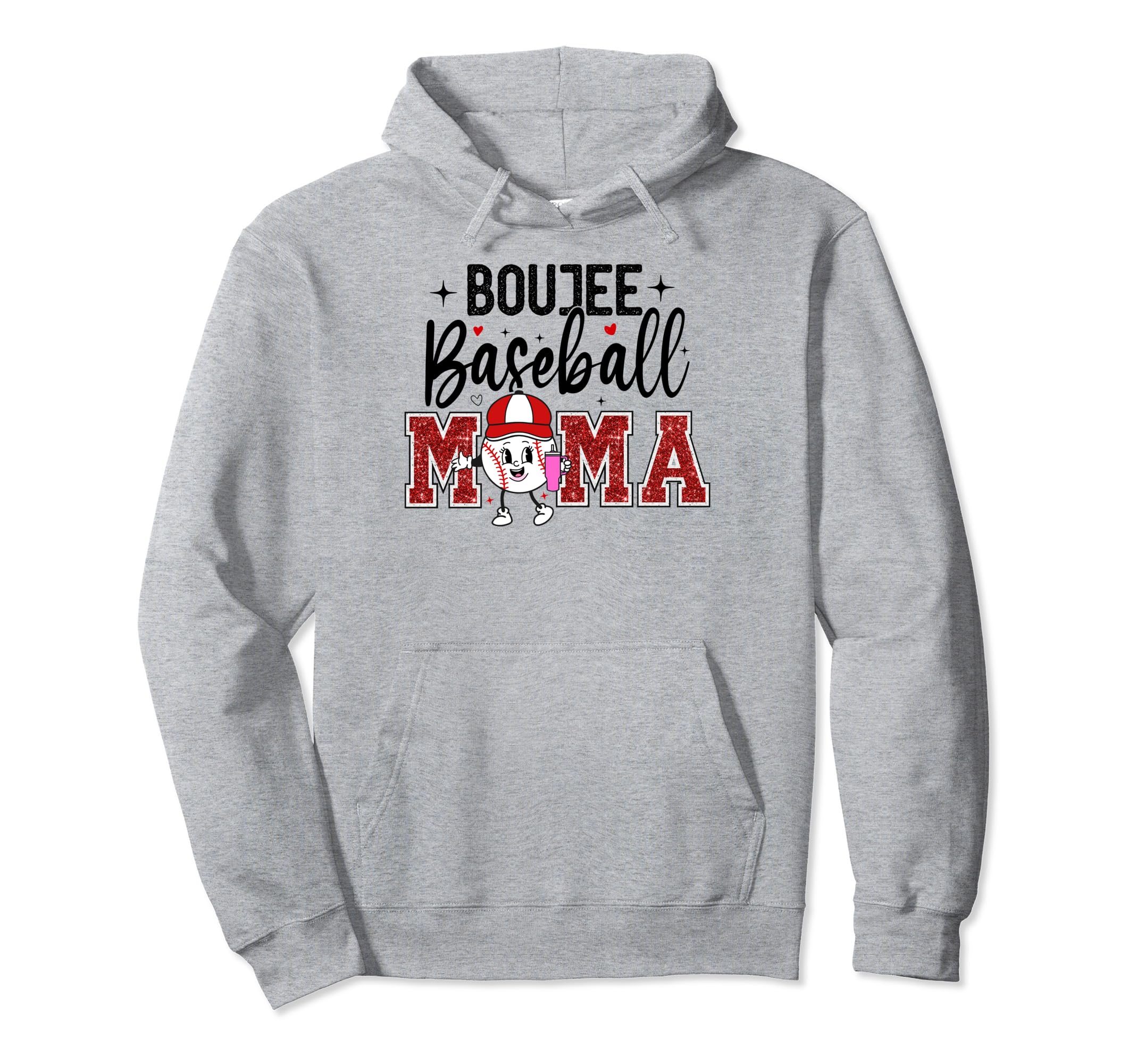 Boujee Baseball Mama Mom Mommy Hoodie - Aesthetic Graphic for Adults - T-Shirt, Sweatshirt, Hoodie