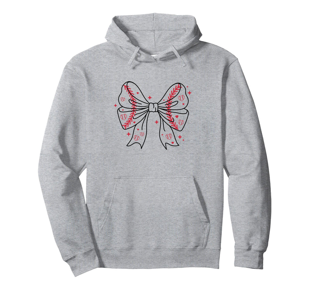 Bow Coquette Ribbon American Baseball Mom Hoodie - Graphic Print Men Women - T-Shirt, Sweatshirt, Hoodie