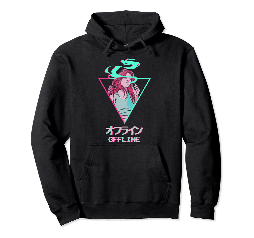 Offline Japanese Otaku Anime Vaporwave Hoodie - Novelty Apparel Unisex - T-Shirt, Sweatshirt, Hoodie