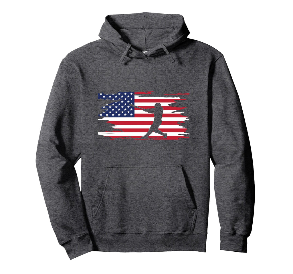American Flag Baseball Baseball Hoodie - Trendy Graphic Unisex - T-Shirt, Sweatshirt, Hoodie