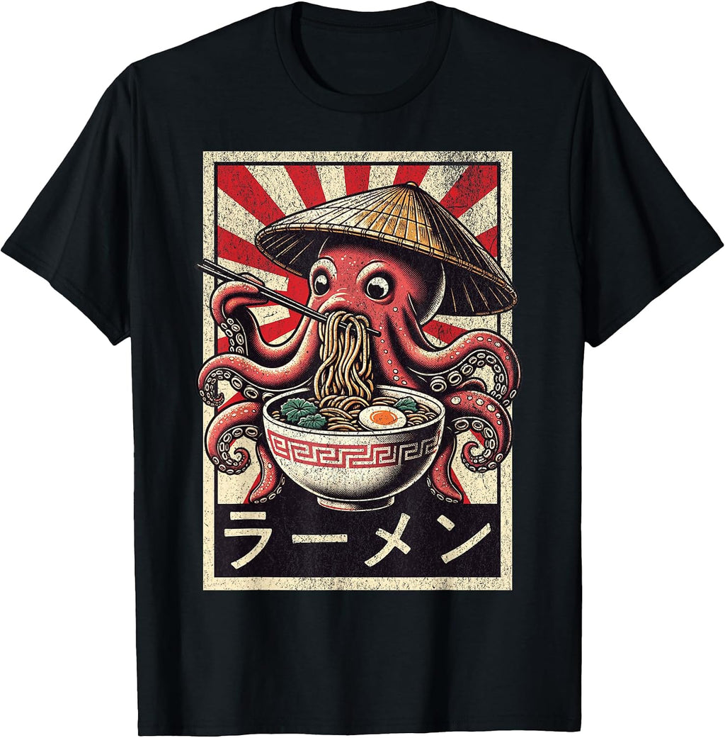 Octopus And Ramen Lover Design For Anime - Adult & Kids T-Shirts, Sweatshirts & Hoodies apparel design preview 1