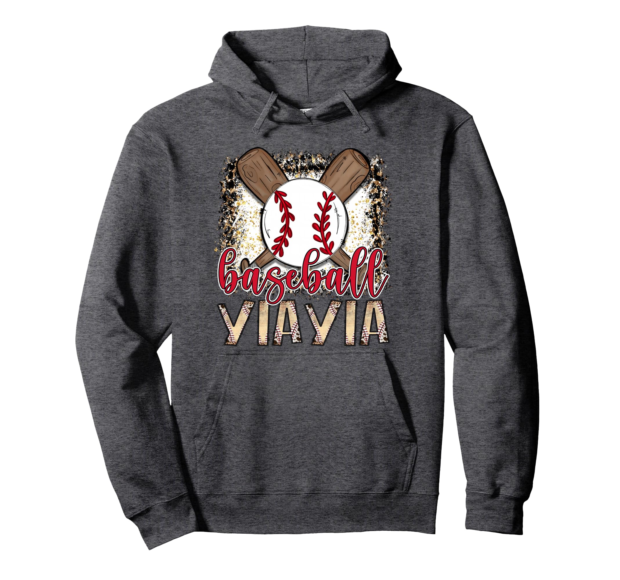 Baseball Yiayia Leopard Proud Ball Hoodie - Aesthetic Graphic for Adults - T-Shirt, Sweatshirt, Hoodie
