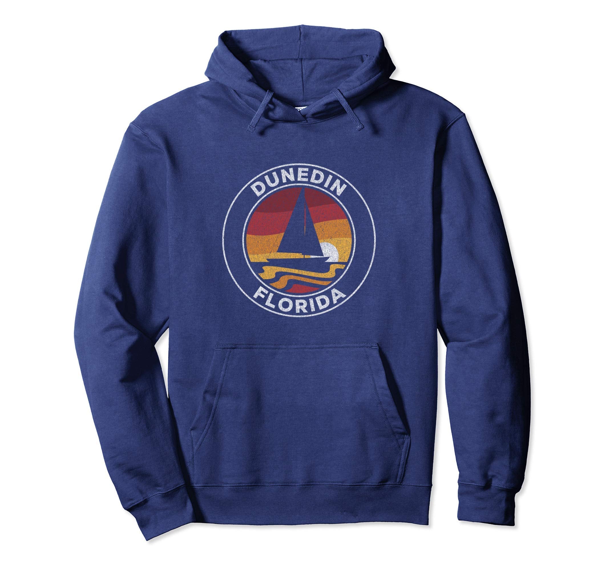 Dunedin Florida Sailboat 70S Sunset Hoodie - Fun Novelty Design for Adults - T-Shirt, Sweatshirt, Hoodie