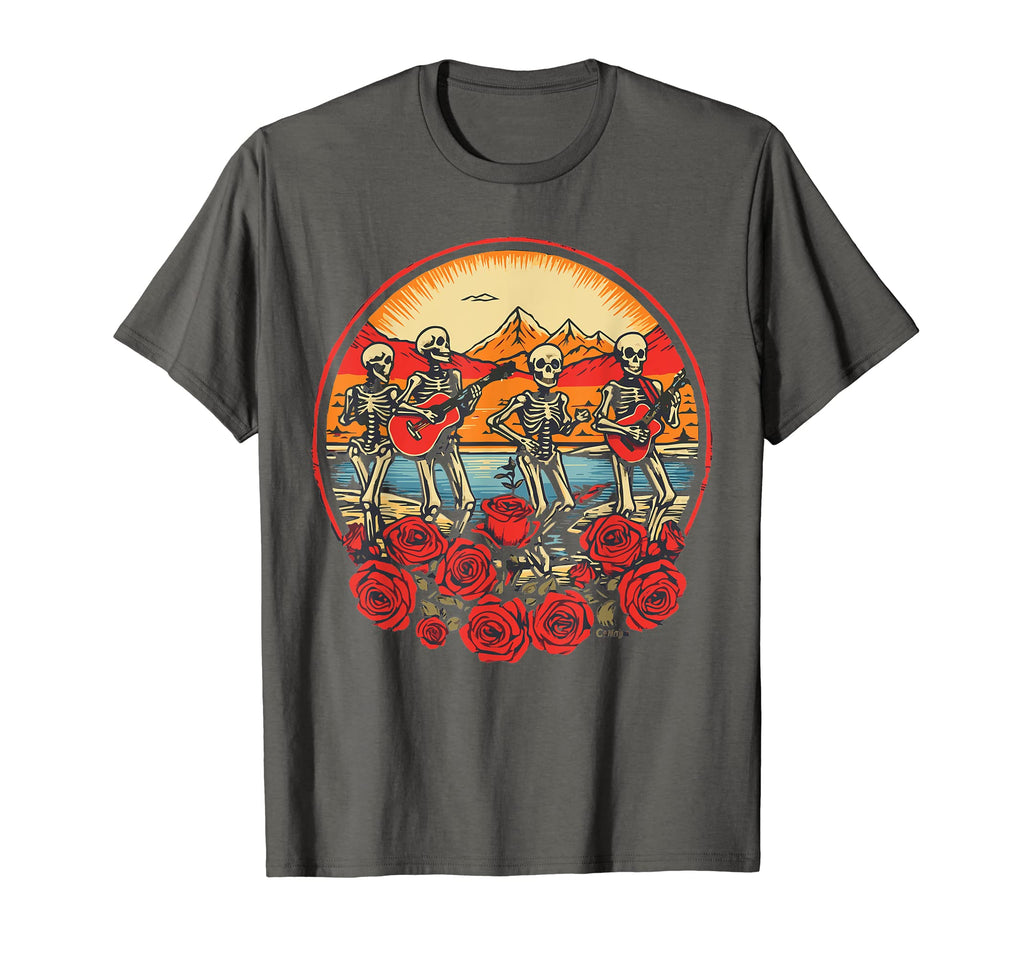 Hippie Skeleton Rock Band 60S T-Shirt - Casual Everyday Wear for Adults - T-Shirt, Sweatshirt, Hoodie