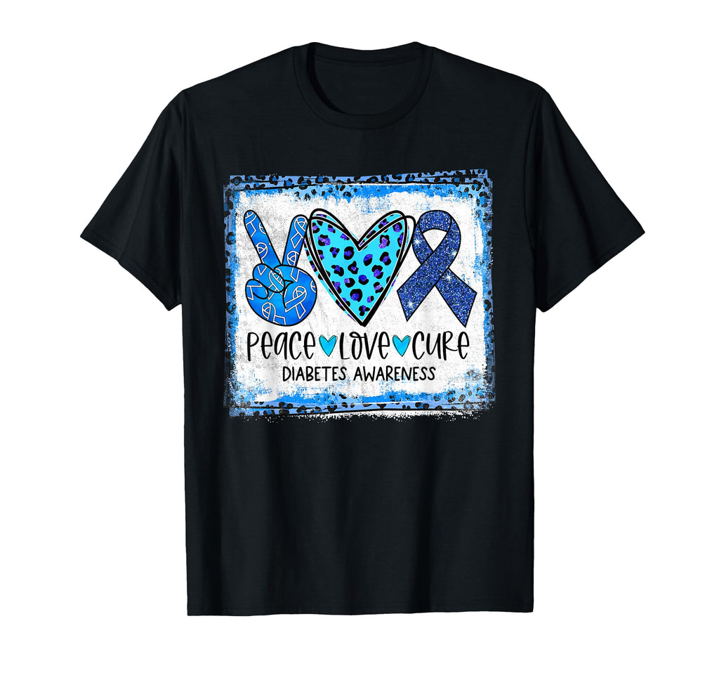 Peace Love Cure Blue Ribbon T1D Type 1 T-Shirt - Streetwear Style Unisex - T-Shirt, Sweatshirt, Hoodie