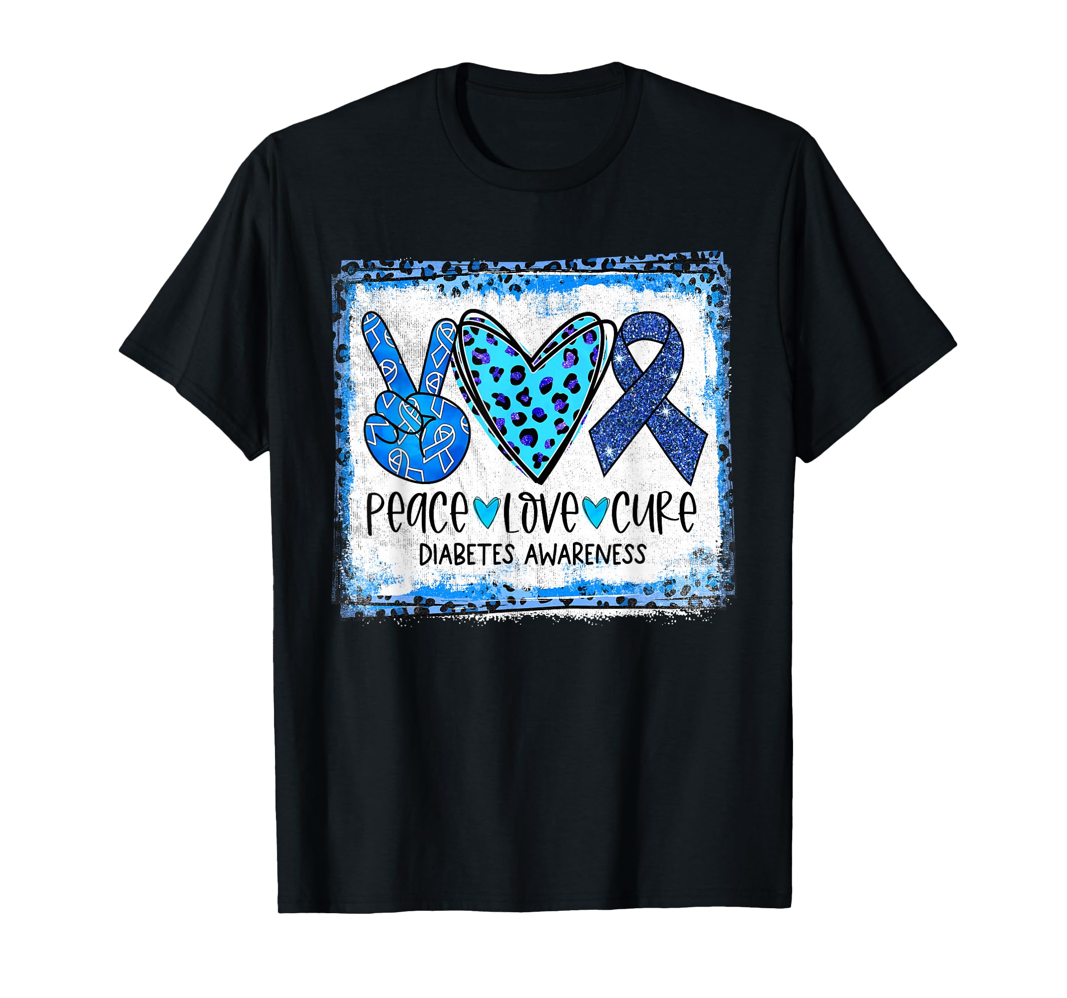 Peace Love Cure Blue Ribbon T1D Type 1 T-Shirt - Streetwear Style Unisex - T-Shirt, Sweatshirt, Hoodie