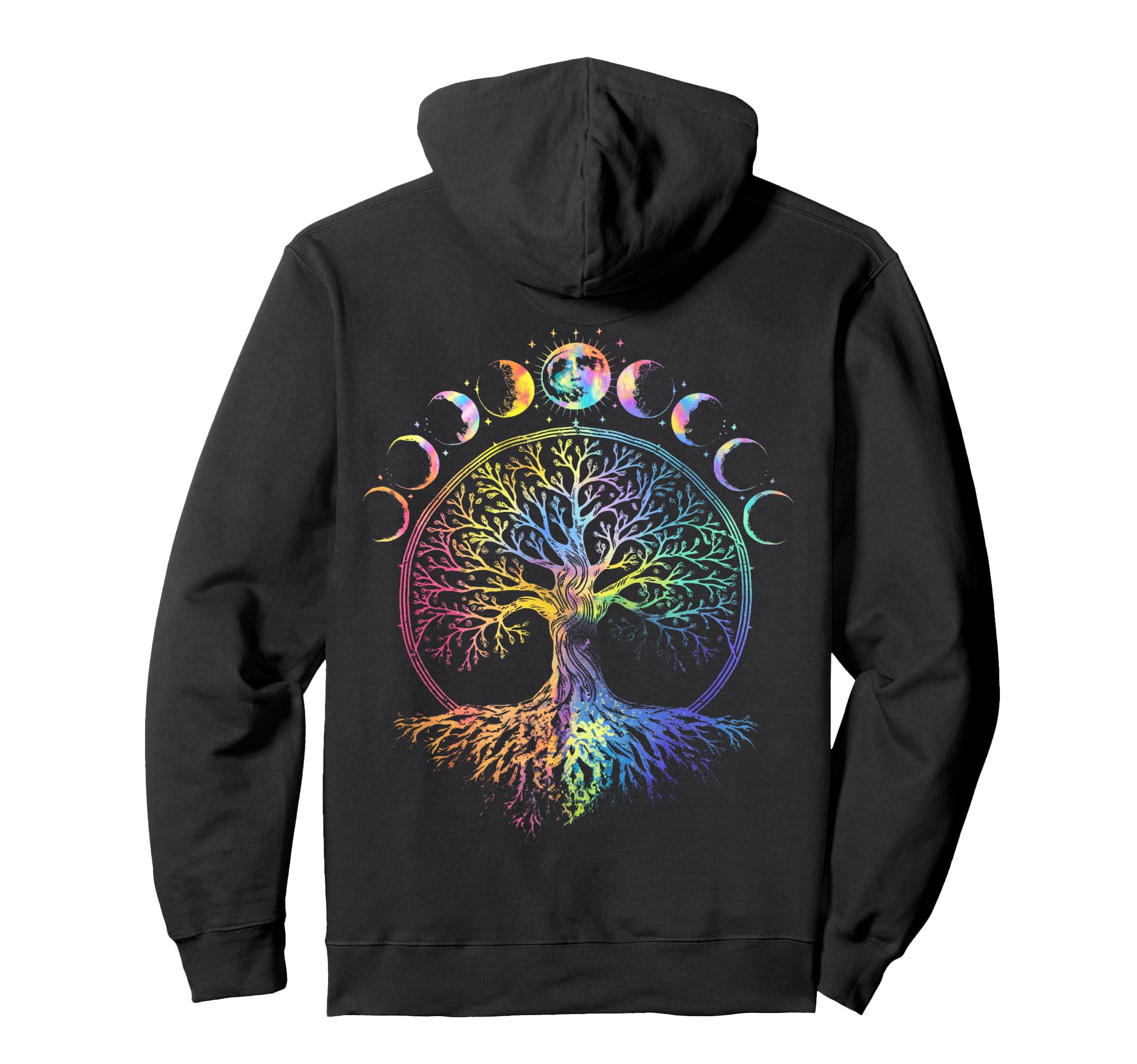 Boho Life Tree Phases Moon Bohemian Rainbow Hoodie - Trendy Graphic Unisex - T-Shirt, Sweatshirt, Hoodie