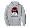 Baseball Mom Messy Bun Proud Mama Hoodie - Unique Graphic Men Women - T-Shirt, Sweatshirt, Hoodie