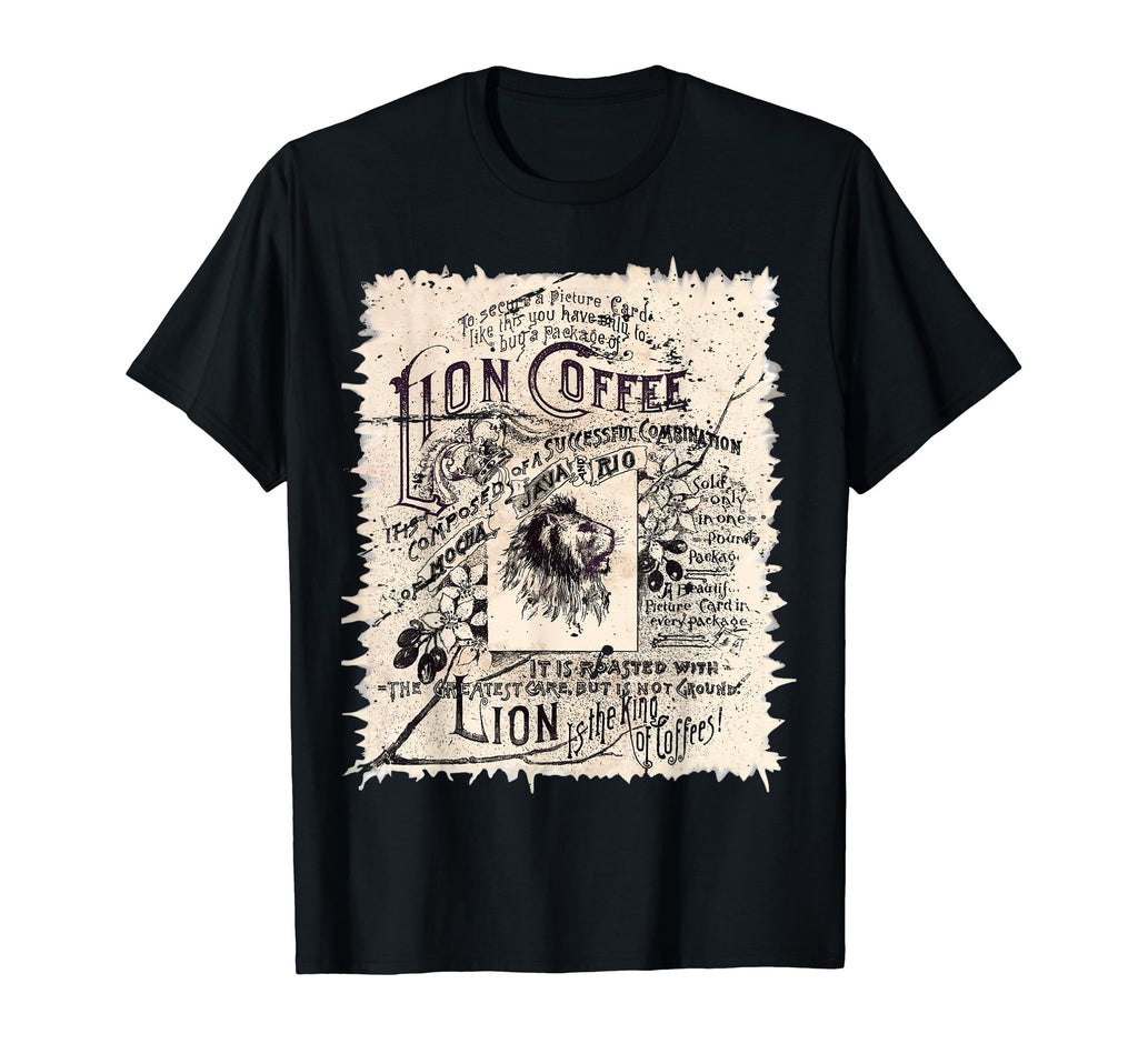 Lion Coffee King Coffee Distressed T-Shirt - Aesthetic Graphic for Adults - T-Shirt, Sweatshirt, Hoodie
