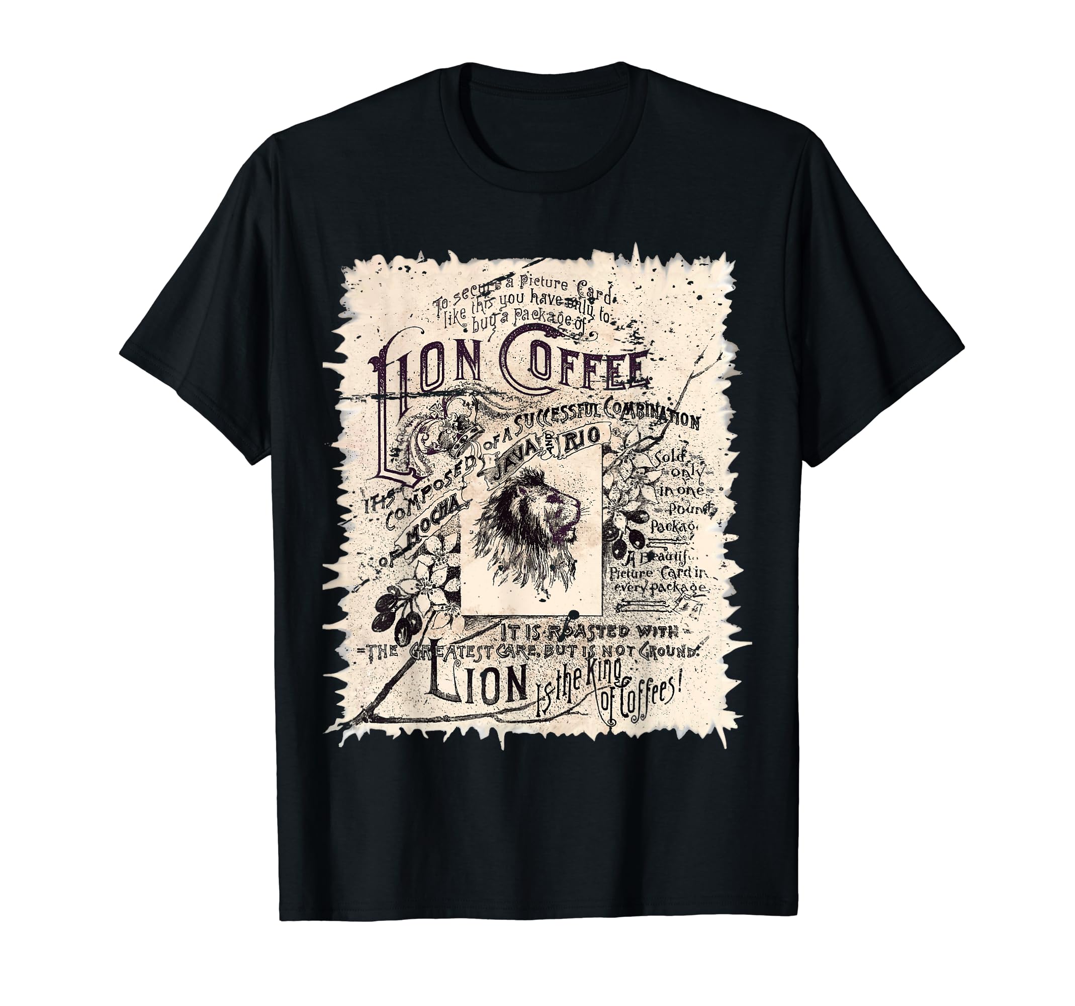 Lion Coffee King Coffee Distressed T-Shirt - Aesthetic Graphic for Adults - T-Shirt, Sweatshirt, Hoodie