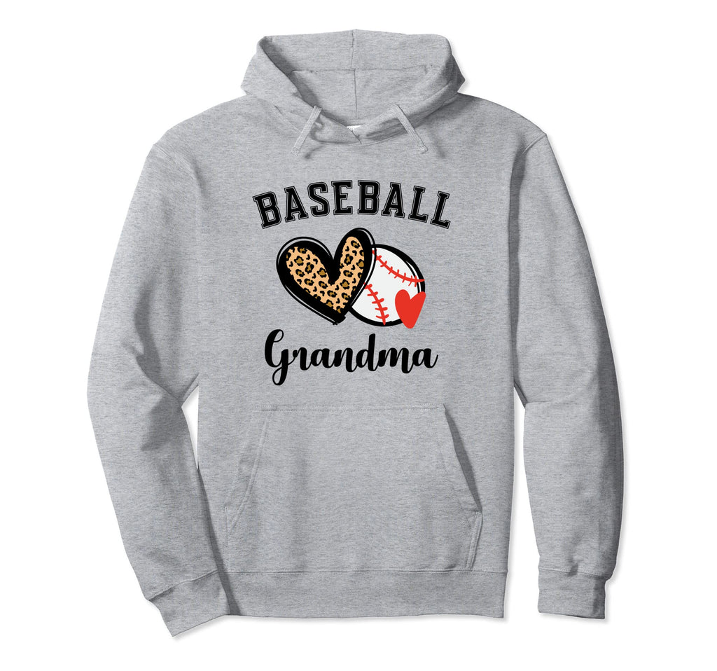 Baseball Grandma Leopard Heart Hoodie - Aesthetic Graphic Men Women - T-Shirt, Sweatshirt, Hoodie