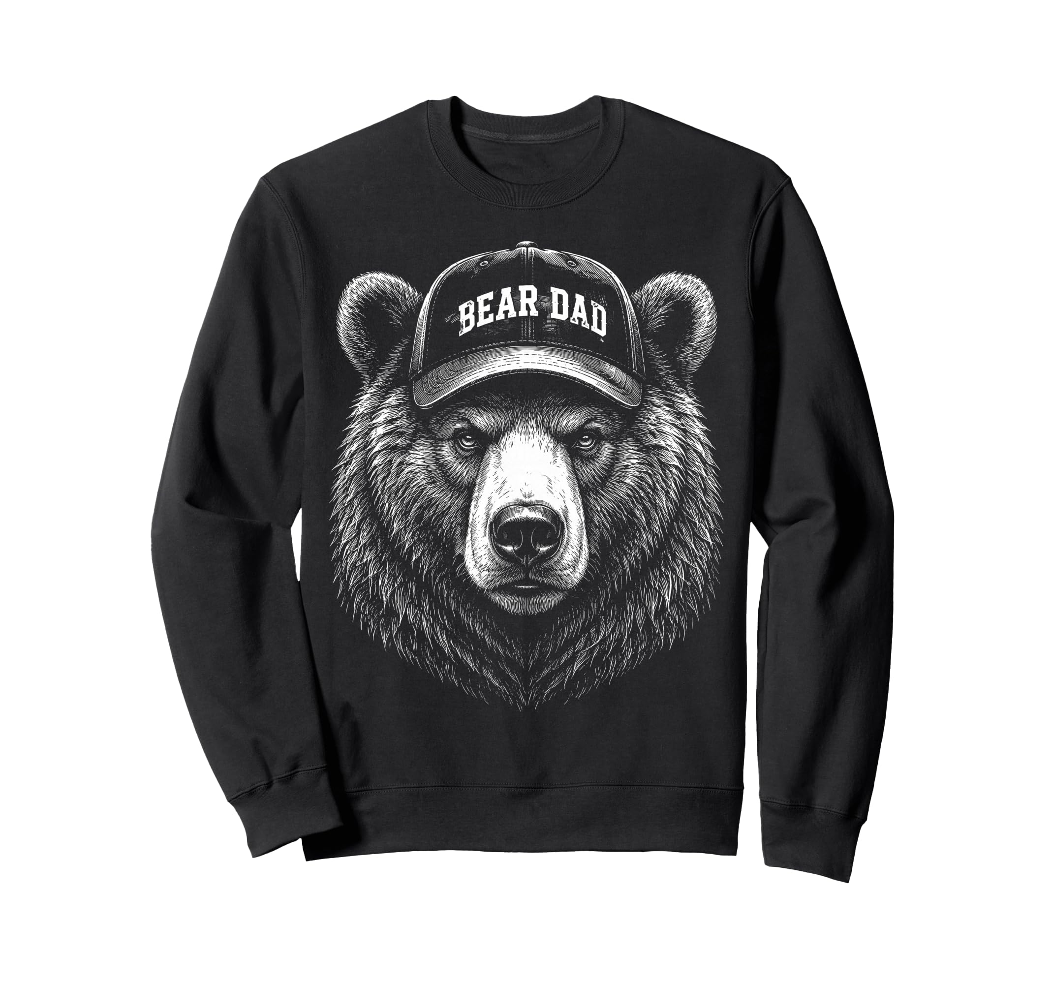 Bear Dad Grizzly Cap Funny Father Sweatshirt - Graphic Print Men Women - T-Shirt, Sweatshirt, Hoodie