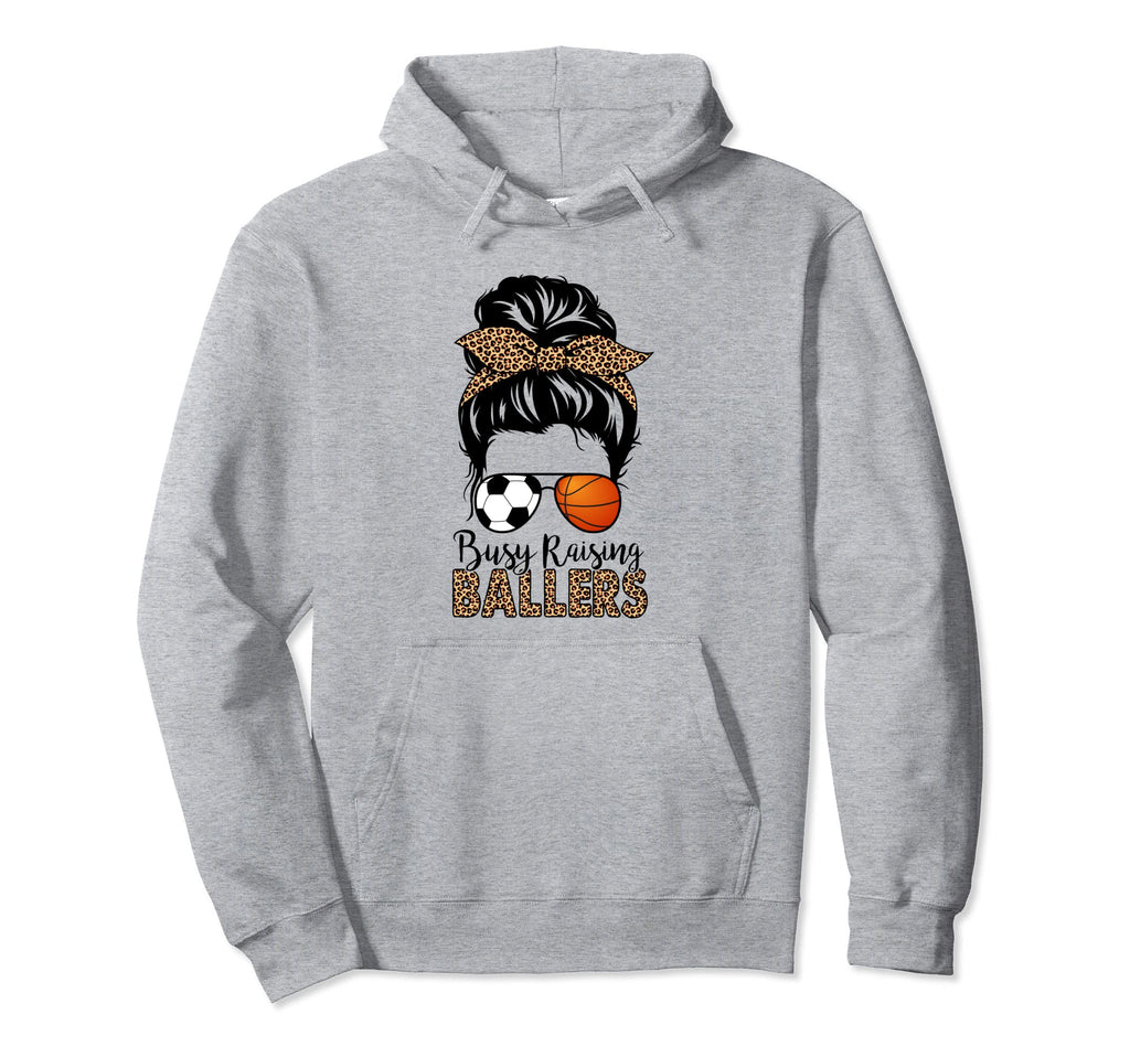 Soccer And Basketball Mom Messy Bun Busy Hoodie - Unique Graphic Men Women - T-Shirt, Sweatshirt, Hoodie