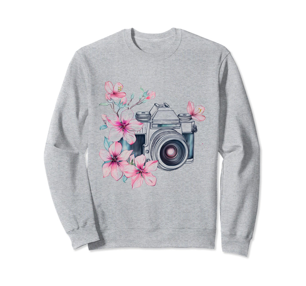 Photographer Camera Flowers Sweatshirt - Fun Novelty Design for Adults - T-Shirt, Sweatshirt, Hoodie