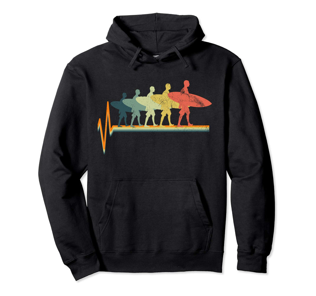 Surfing Heartbeat Surf Gift Hoodie - Minimalist Print for Adults - T-Shirt, Sweatshirt, Hoodie