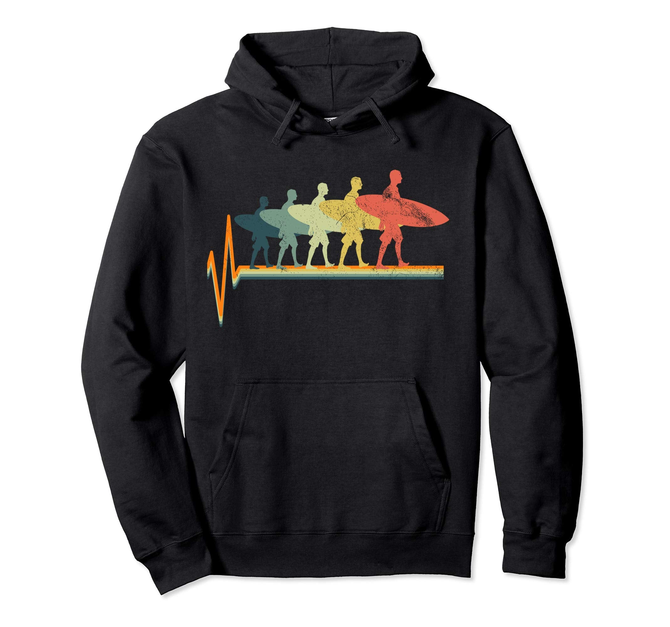 Surfing Heartbeat Surf Gift Hoodie - Minimalist Print for Adults - T-Shirt, Sweatshirt, Hoodie