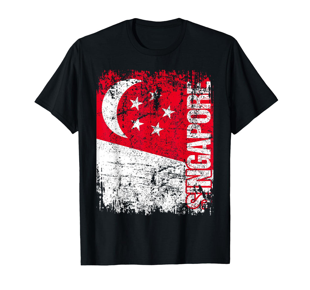 Singapore Flag Distressed Singapore T-Shirt - Graphic Print for Adults - T-Shirt, Sweatshirt, Hoodie