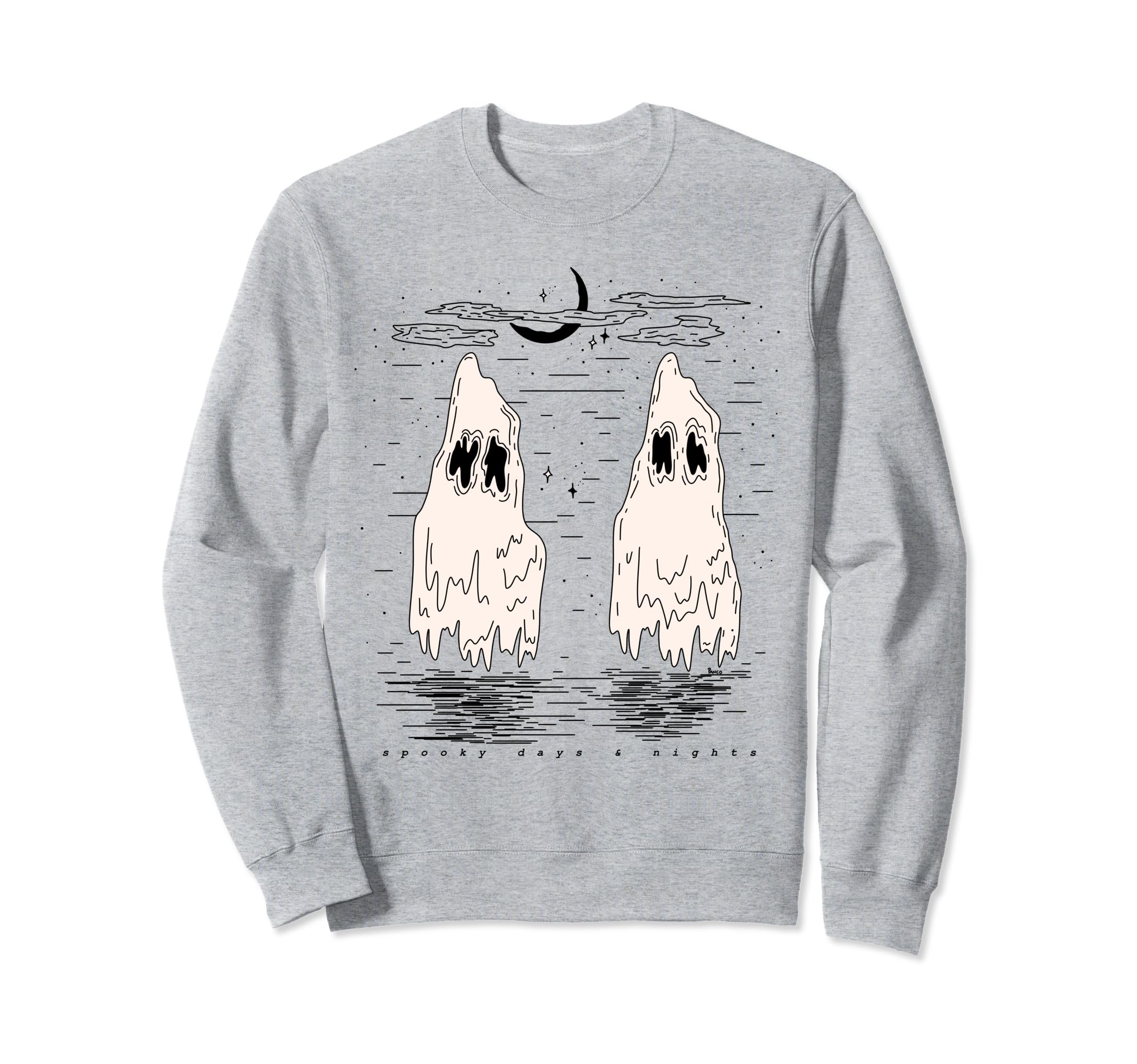 Ghost Halloween Autumn Aesthetic Sweatshirt - Custom Art Print Men Women - T-Shirt, Sweatshirt, Hoodie