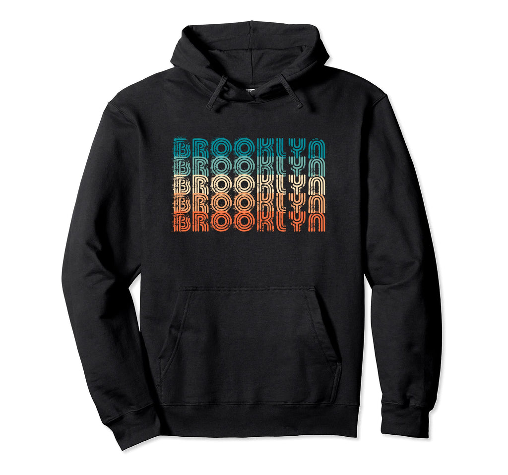 70S Brooklyn Distressed Typographic Hoodie - Fun Novelty Design Unisex - T-Shirt, Sweatshirt, Hoodie
