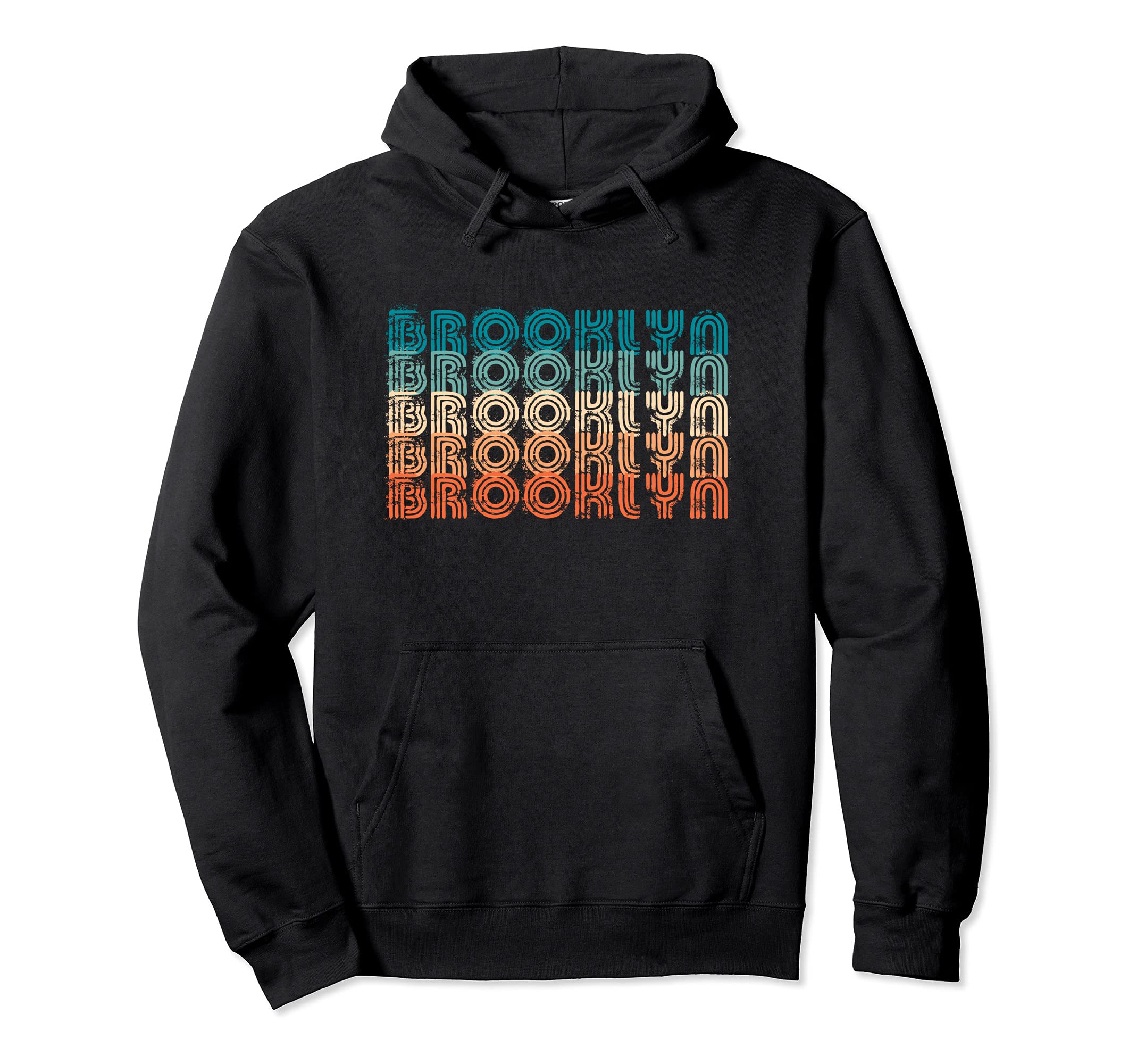 70S Brooklyn Distressed Typographic Hoodie - Fun Novelty Design Unisex - T-Shirt, Sweatshirt, Hoodie
