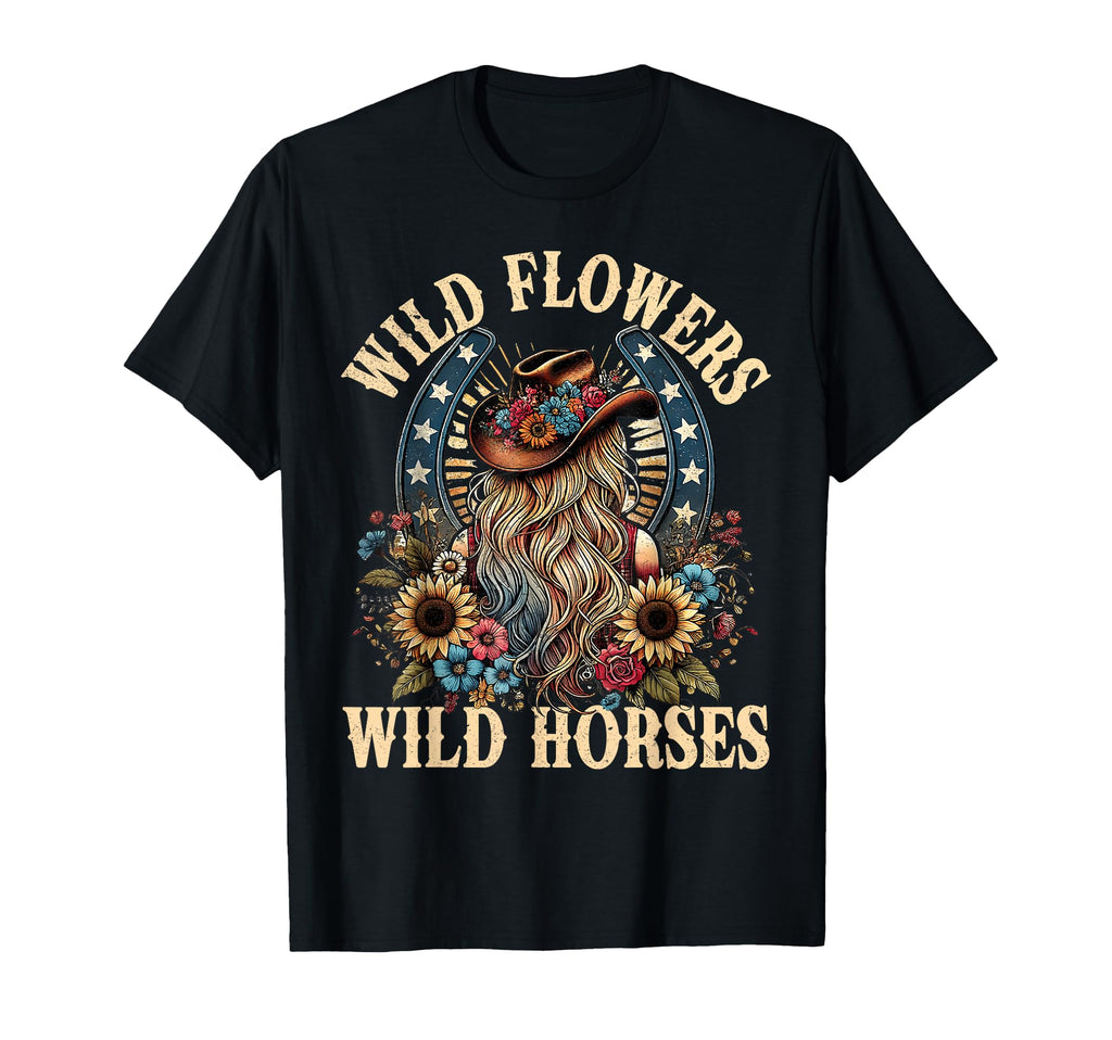 Southern Sunset Cowgirl Wild Flowers T-Shirt - Streetwear Style Men Women - T-Shirt, Sweatshirt, Hoodie